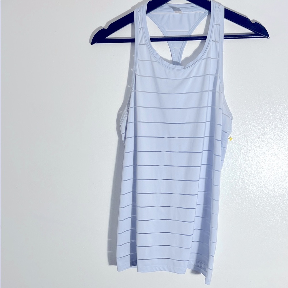 Athleta Light Blue Striped Tank Top